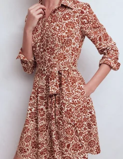 Boden Robes & Combinaisons|Robes Coupe Petite-Robe courte Alexa à manches longues Marron, motif Meadow Scatter