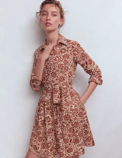 Boden Robes & Combinaisons|Robes Coupe Petite-Robe courte Alexa à manches longues Marron, motif Meadow Scatter