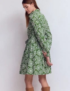 Boden Robes & Combinaisons|Robes Coupe Petite-Robe courte Alexa à manches longues Vert, motif Decorative Blossom