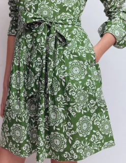 Boden Robes & Combinaisons|Robes Coupe Petite-Robe courte Alexa à manches longues Vert, motif Decorative Blossom