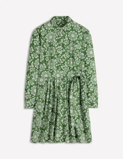 Boden Robes & Combinaisons|Robes Coupe Petite-Robe courte Alexa à manches longues Vert, motif Decorative Blossom