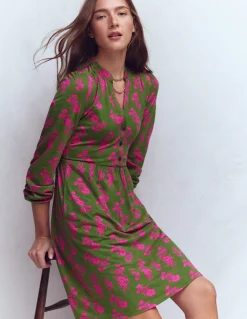 Boden Robes & Combinaisons|Robes Coupe Petite-Robe courte Amy en jersey Olive, motif Blossomy Sprig