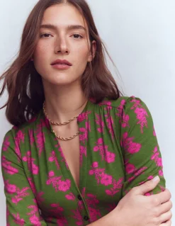 Boden Robes & Combinaisons|Robes Coupe Petite-Robe courte Amy en jersey Olive, motif Blossomy Sprig