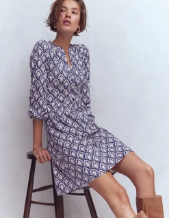 Boden Robes & Combinaisons|Robes Coupe Petite-Robe courte Amy en jersey Bleu marine foncé, motif Petal Terrace