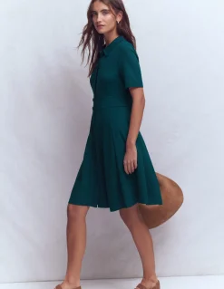 Boden Tenues De Travail|Robes & Combinaisons-Robe courte Bridget en point de Rome Bleu sarcelle nuit