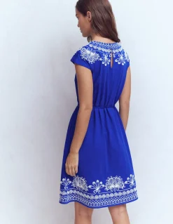 Boden Robes & Combinaisons|Robes Coupe Petite-Robe courte brodée en jersey Bleu vif