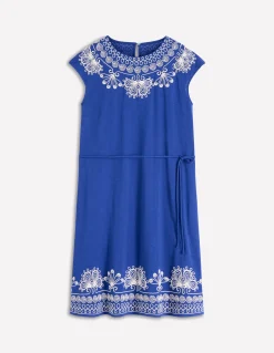 Boden Robes & Combinaisons|Robes Coupe Petite-Robe courte brodée en jersey Bleu vif