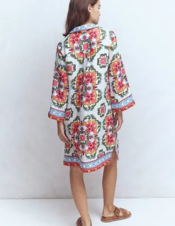 Boden Robes & Combinaisons|Robes Coupe Petite-Robe courte Carmen en lin Multi, motif Ornamental Treillis