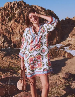 Boden Robes & Combinaisons|Robes Coupe Petite-Robe courte Carmen en lin Multi, motif Ornamental Treillis