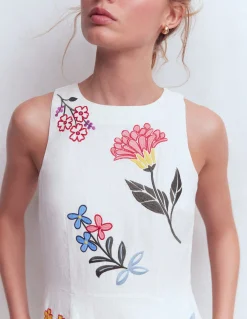 Boden Ensembles Assortis|Robes & Combinaisons-Robe courte habillée en lin Broderie blanche