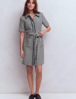 Boden Tenues De Travail|Robes & Combinaisons-Robe courte Loren à détails Pied-de-poule bleu marine