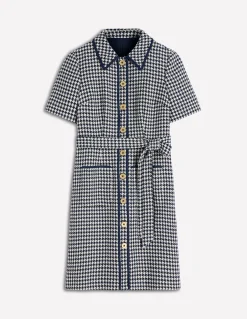 Boden Tenues De Travail|Robes & Combinaisons-Robe courte Loren à détails Pied-de-poule bleu marine