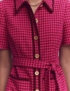 Boden Tenues De Travail|Robes & Combinaisons-Robe courte Loren à détails Pied-de-poule rouge et rose