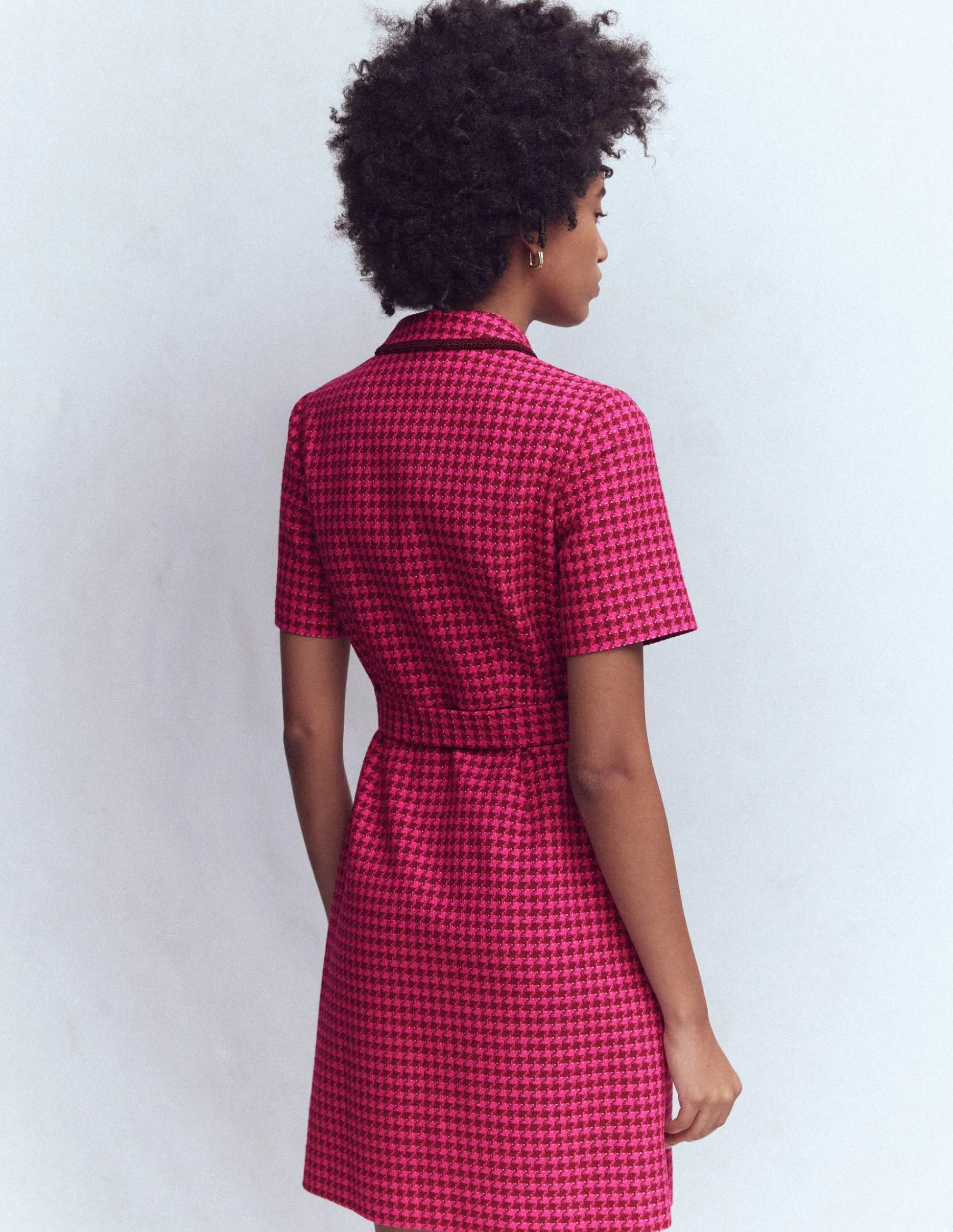 Boden Tenues De Travail|Robes & Combinaisons-Robe courte Loren à détails Pied-de-poule rouge et rose