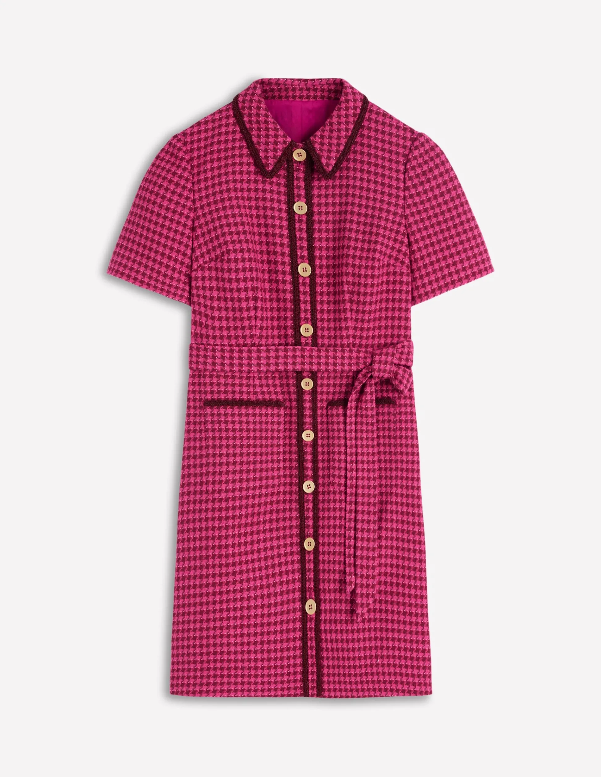 Boden Tenues De Travail|Robes & Combinaisons-Robe courte Loren à détails Pied-de-poule rouge et rose