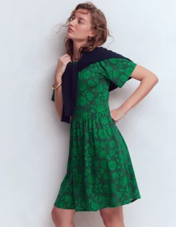Boden Robes & Combinaisons|Robes Coupe Petite-Robe courte Louisa en jersey Vert malachite, motif Floral Frenzy