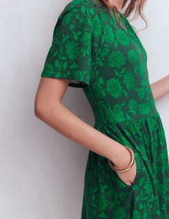 Boden Robes & Combinaisons|Robes Coupe Petite-Robe courte Louisa en jersey Vert malachite, motif Floral Frenzy