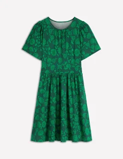 Boden Robes & Combinaisons|Robes Coupe Petite-Robe courte Louisa en jersey Vert malachite, motif Floral Frenzy