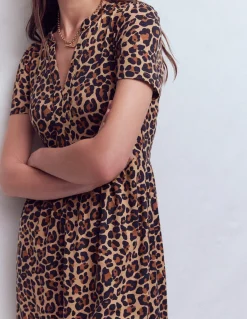 Boden Robes & Combinaisons|Robes Coupe Petite-Robe courte Naomi en jersey Camel, Motif Cheetah Pop