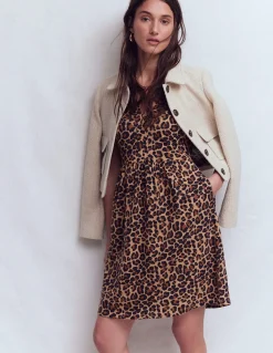 Boden Robes & Combinaisons|Robes Coupe Petite-Robe courte Naomi en jersey Camel, Motif Cheetah Pop
