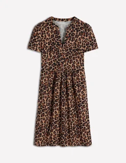 Boden Robes & Combinaisons|Robes Coupe Petite-Robe courte Naomi en jersey Camel, Motif Cheetah Pop