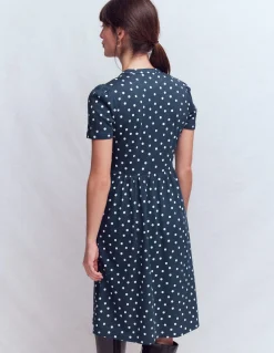 Boden Robes & Combinaisons|Robes Coupe Petite-Robe courte Naomi en jersey Bleu marine foncé, pois peints