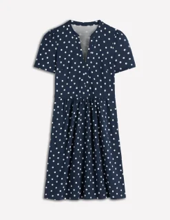 Boden Robes & Combinaisons|Robes Coupe Petite-Robe courte Naomi en jersey Bleu marine foncé, pois peints