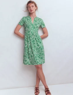 Boden Robes & Combinaisons|Robes Coupe Petite-Robe courte Naomi en jersey Vert frais, motif Meadow Scatter