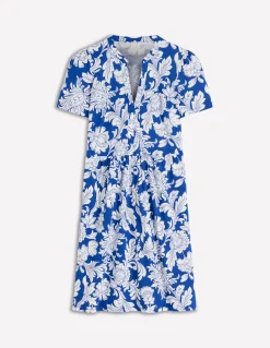 Boden Robes & Combinaisons|Robes Coupe Petite-Robe courte Naomi en jersey Bleu, motif Botanical Flourish Mono