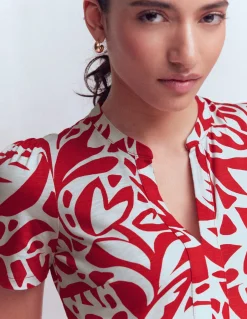 Boden Robes & Combinaisons|Robes Coupe Petite-Robe courte Naomi en jersey Rouge Merida, motif Leafy Cascade