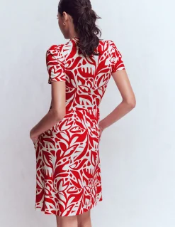 Boden Robes & Combinaisons|Robes Coupe Petite-Robe courte Naomi en jersey Rouge Merida, motif Leafy Cascade