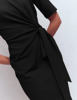 Boden Tenues De Travail|Robes Coupe Petite-Robe courte Zinnia en jersey à nouer Noir