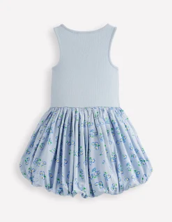 Boden Robes-Robe côtelée à ourlet bulle Marguerites bleu brumeux