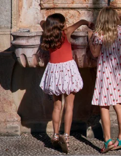 Boden Robes-Robe côtelée à ourlet bulle Fraise rayé coutil