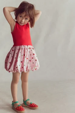 Boden Robes-Robe côtelée à ourlet bulle Fraise rayé coutil