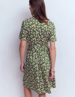 Boden Robes Coupe Petite|Robes & Combinaisons-Robe Daisy virevoltante en jersey Vert promenade, motif Dainty Blooms