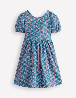 Boden Robes-Robe de ballerine en jersey Motif Floral Vine bleu martin-pêcheur