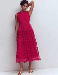 Boden Robes & Combinaisons|Longues-Robe de fête en tulle à nœud Rose éclatant