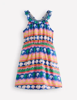 Boden Robes-Robe dos-nu à col volanté Multi rayé coquillage