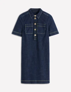 Boden Robes & Combinaisons|Robes Coupe Petite-Robe droite Zia en jean avec poche Indigo Foncé