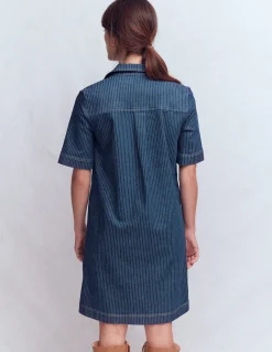 Boden Robes & Combinaisons|Robes Coupe Petite-Robe droite Zia en jean avec poche Rayé Indigo