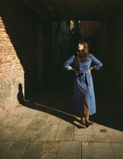 Boden Robes & Combinaisons|Robes Coupe Petite-Robe droite zippée en jean Denim vintage moyen