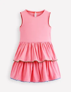 Boden Robes-Robe d’été en jersey à volants Rose chewing-gum