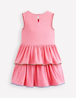 Boden Robes-Robe d’été en jersey à volants Rose chewing-gum