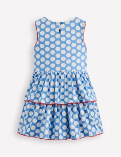 Boden Robes-Robe d’été en jersey à volants Bleu à Pois