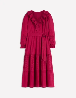 Boden Robes & Combinaisons|Robes Coupe Petite-Robe en coton à volants sur le devant Rouge persan