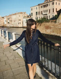 Boden Tenues De Travail|Robes & Combinaisons-Robe en jean à demi-patte de boutonnage Indigo Délavé