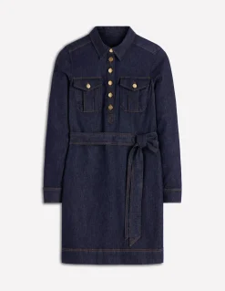 Boden Tenues De Travail|Robes & Combinaisons-Robe en jean à demi-patte de boutonnage Indigo Délavé