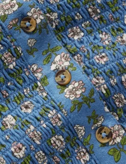 Boden Robes-Robe en jersey à corsage froncé Motif Garden Flower bleu geai