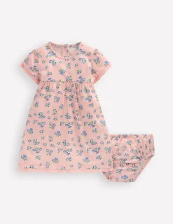 Boden Robes|Ensembles Assortis-Robe en jersey à détails en broderie anglaise Motif petites fleurs rose